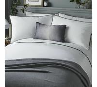 Serene Pom Pom Trim Pintuck Detail Duvet Quilt Cover Bed Set in Grey