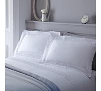 Serene Renaissance Lace Trim Duvet Cover Set, White, Single