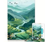Serene Rice Terraces 1000 Piece Jigsaw Puzzle for Teenagers Logic Toy Group Play Precision Cut Thoughtful Gift (38x26cm)