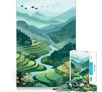 Serene Rice Terraces 1000 Piece Jigsaw Puzzles for Adults Mind Skill Toy Casual Relax Design Assembly Art Collection Piece (38x52cm)