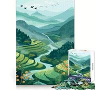 Serene Rice Terraces 1000 Piece Jigsaw Puzzles for Adults Mind Skill Toy Casual Relax Design Assembly Art Collection Piece (38x52cm)