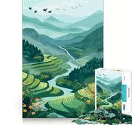 Serene Rice Terraces Adult Jigsaw Puzzle1000 Pieces Brain Teaser Mental Relax Pattern Assembly Santa Wish Item (50x75cm)
