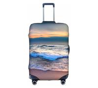 Serene Seaside Sunset Print Decorative Travel Luggage Cover Concealed Zipper Suitcases Anti Scratch Dustproof, White, Large