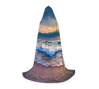 Serene Seaside Sunset Print Hooded Robe Adult Wizard Robes Monk Priest Cloak Halloween Cosplay Knight Hood Cape, Black, Medium