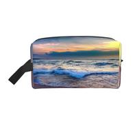 Serene Seaside Sunset Print Lightweight Travel Toiletry Bag Large Capacity Zippered Storage Pouch Cosmetics