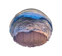 Serene Seaside Sunset Print Shower Cap,Elastic And Reusable Bath Hair Hat For Long Hair,Large Waterproof Shower Bonnet,For Women Men Kids