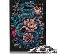 Serene Serpent Blooms Creative Square Jigsaw Puzzles for Adults & Wooden Puzzles Stress Relief Puzzle Games And Unique 1000pcs (75x50cm)