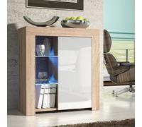 Serene Sideboard 83cm - A Compact and Elegant Cabinet with Gloss Doors and LED Lights Creative Furniture Light Oak One Size