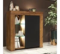 Serene Sideboard 83cm - Dark Oak & Black Matt Doors + LED Lights