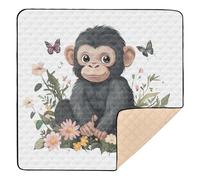Serene Simian White Soft Padded Baby Playmat for Indoor Outdoor Lightweight Baby Kick Crawling Mat for Babies Infants Toddlers, 50'' x 50''