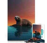 Serene Sloth at Sunset Teenager Jigsaw Puzzles 1000 Pieces Mind Puzzle Casual Relax Image Assembly Heartfelt Gift (38x52cm)