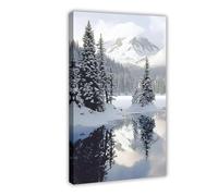 Serene Snow Mountain Scenery Canvas Poster Art Print Winter Pine Tree Nature Landscape Wall Art Decor For Home Office