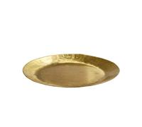 Serene Spaces Living Antique Round Raw Brass Tray, Hammered Decorative Metal Tray Use as Holder for Accessories, Candles, Jewelry, Centerpiece for Kitchen or Dining Table, 12" Diameter & 0.75" Tall