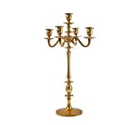 Serene Spaces Living Gold Brass Candelabra, 25.75'' Tall, 7'' Wide, 11.5'' Diameter, Ideal for Weddings and Parties