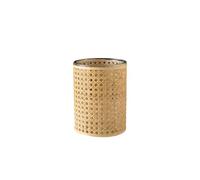 Serene Spaces Living Rattan Cane Glass Hurricane, Boho, Rattan & Minimalist Styling, Table, Shelf, Console, Fireplace, Dining Table Decor, 6.75" Diameter & 7.9" Tall