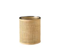 Serene Spaces Living Rattan Cane Glass Hurricane, Boho, Rattan & Minimalist Styling, Table, Shelf, Console, Fireplace, Dining Table Decor, 4.9" Diameter & 5.9" Tall
