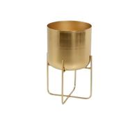 Serene Spaces Living Short Gold Soho Planter with Detachable Metal Stand, Decorative Indoor Planter Pot, Flower Pots Stand for Living Room, Kitchen, Office, Measures 13" Tall and 7.25" Diameter