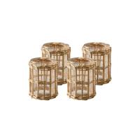 Serene Spaces Living Short Sapa Woven Glass Hurricane, Cane Weaved Candle Holder, Vase for Boho, Coastal Home, Wedding Table Decor, Ideal Gift, Floral Arrangement, 3.5" Diameter & 4.6" Tall, Pack of 4