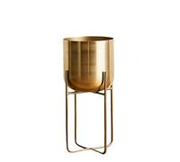 Serene Spaces Living Tall Gold Planter with Detachable Metal Stand, Decorative Indoor Planter Pot, Flower Pots Stand for Living Room, Kitchen, Office, Measures 24" Tall and 9.25" Diameter