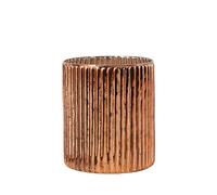 Serene Spaces Living Vintage Copper Ribbed Mercury Glass Vase - Perfect for Floral Arrangements, Table Centerpiece, Home, Office, Wedding, Holiday & Special Events Decor, 5" Diameter & 6" Tall
