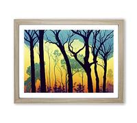 Serene Summer Forest Framed Wall Art Print A2 Oak
