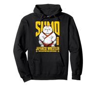 Serene Sumo Cat Japanese Wrestler Fat White Cat Anime Pullover Hoodie