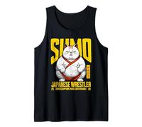 Serene Sumo Cat Japanese Wrestler Fat White Cat Anime Tank Top