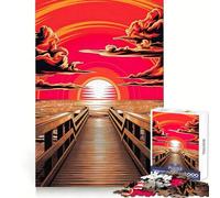 Serene Sunset on The Pier 1000 Piece Jigsaw Puzzles for Adults Improve Memory Anxiety Relief Sharp Edge Wall Art Decor (50x75cm)