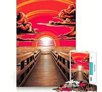 Serene Sunset on The Pier 1000 Piece Jigsaw Puzzles for Adults Improve Memory Anxiety Relief Sharp Edge Wall Art Decor (50x75cm)