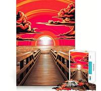 Serene Sunset on The Pier 1000 Pieces Jigsaw Puzzles for Teenagers Improve Memory Mental Relax Sharp Edge Creative Gift (38x26cm)