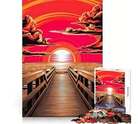Serene Sunset on The Pier 1000 Pieces Jigsaw Puzzles for Teenagers Improve Memory Mental Relax Sharp Edge Creative Gift (38x26cm)