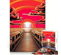Serene Sunset on The Pier Jigsaws 1000 Pieces for Adults Cognitive Toy Together Fun Image Assembly Art Collection Piece (38x52cm)