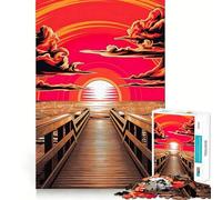 Serene Sunset on The Pier Jigsaws 1000 Pieces for Adults Cognitive Toy Together Fun Image Assembly Art Collection Piece (38x52cm)