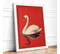 Serene Swan Minimalist Framed Wall Art Print A4 White | Ready to Hang, Premium Gi Paper, Fade-Resistant Inks, Securely Packaged, UK Made