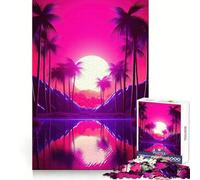 Serene Synthwave Paradise 1000 Pieces Jigsaw Puzzles for Teenagers Improve Memory Mental Relax Sharp Edge Creative Gift (38x26cm)