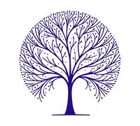 Serene Tree of Life Willow Logo Engraving Stickers 42x43.4cm Art Mural Painting DarkBlue