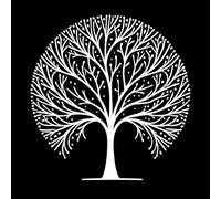 Serene Tree of Life Willow Logo Engraving Stickers 42x43.4cm Store Decoration White