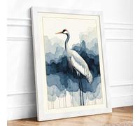 Serene Wading Bird Coastal Framed Wall Art Print A1 White | Ready to Hang, Premium Gi Paper, Fade-Resistant Inks, Securely Packaged, UK Made