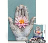 Serene Water Lily in Buddha's Hand Jigsaw Puzzle 1000 Piece for Teenagers Logic Train Toy Light Relax Smooth Cut Wall Art Decor (50x75cm)