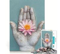Serene Water Lily in Buddha's Hand Jigsaw Puzzle 1000 Piece for Teenagers Logic Train Toy Light Relax Smooth Cut Wall Art Decor (50x75cm)