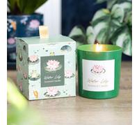 Serene Water Lily Scented Candle In Elegant Green Glass Gift Box