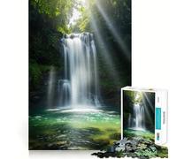 Serene Waterfall in Lush Forest 1000 Piece Jigsaw Puzzles for Adults Jigsaw Memory Gain Stress Release Design Assembly Xmas Gift (38x26cm)