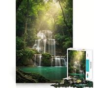 Serene Waterfall in Lush Forest 1000 Piece Jigsaw Puzzles for Adults Jigsaw Memory Gain Stress Release Design Assembly Xmas Gift (38x52cm)