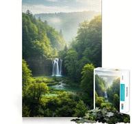 Serene Waterfall in Lush Forest 1000 Piece Jigsaw Puzzles for Adults Teenagers Wise Think Toy Stress Relief Clear Cut (38x26cm)