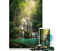 Serene Waterfall in Lush Forest 1000 Pieces Jigsaw Puzzles for Teenagers Improve Memory Mental Relax Sharp Edge Creative Gift (38x26cm)
