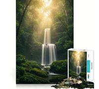 Serene Waterfall in Lush Forest Jigsaw Puzzles 1000 Piece for Adults Think Smart Toy Together Fun Accurate Cut Art Display (38x52cm)