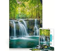 Serene Waterfall in Lush Forest Jigsaw Puzzles 1000 Pieces for Adults Logic Sense Toy Leisure Time Smooth Edge Seasonal Gift (38x52cm)