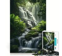 Serene Waterfall in Lush Forest Jigsaw Puzzles for Adults1000 Pieces Clear Logic Toy Leisure Time Perfect Cut Creative Gift (50x75cm)
