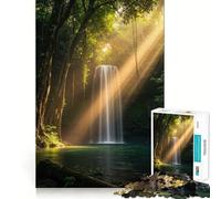 Serene Waterfall in Lush Forest Jigsaw Puzzles for Teenagers 1000 Pieces Wise Think Toy Leisure Fun Clear Cut Wall Art Decor (50x75cm)