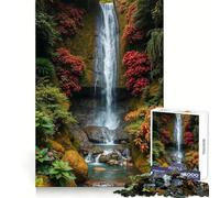 Serene Waterfall in Lush Jungle 1000 Pieces Jigsaw Puzzles for Teenagers Enhance Memory Easy Leisure Firm Cut Wall Art Decor (38x26cm)